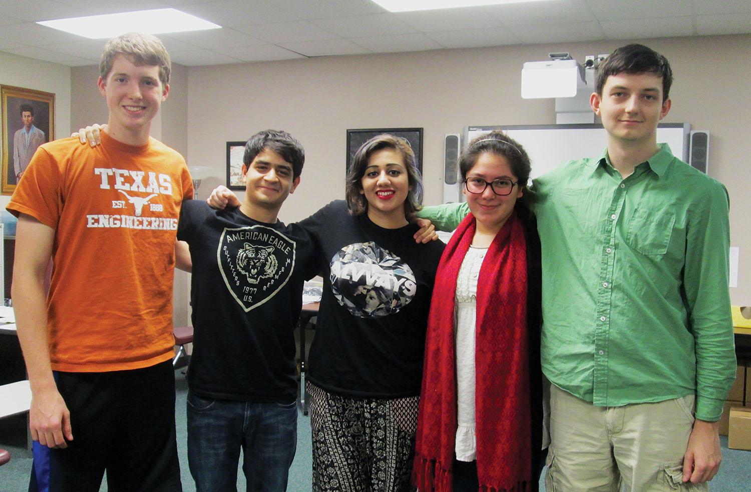 President James Dial, along with members Arad Ghobadian, Suruchi Bhan, Arlette Perez and Brendan Hornby discuss topics ranging from gun control to free will at Philosophy Club meetings.