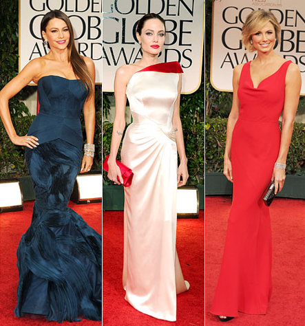 Sofia Verarga, Angelina Jolie, and Stacy Keibler show off their figure-flattering looks at the annual 69th Golden Globes