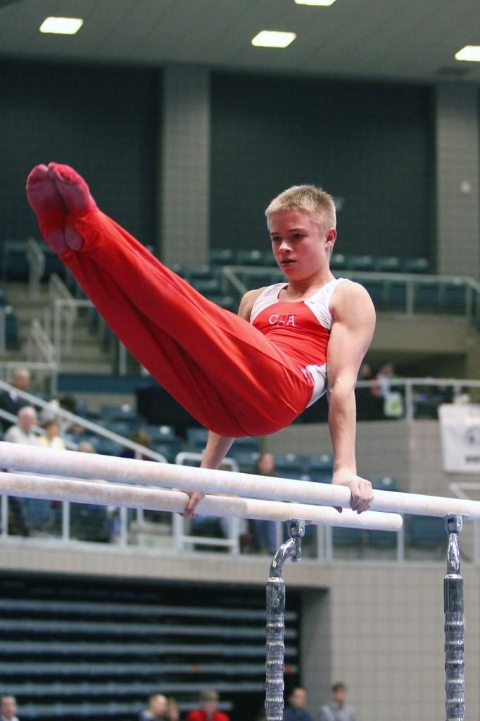 Get on his level: Junior competes in gymnastics but will focus on academic career