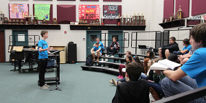 Photo Gallery: Austin Crosby leads prayer at the REACH worship group gathering