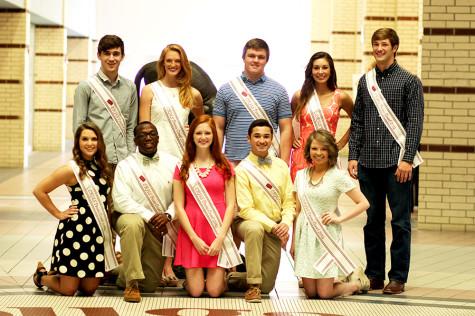 The 2014 Senior Prom Court poses in the rotunda in preparation for Saturday night's dance.  Pictured: (left to right) front row: Maddie Cook, Tony Smith, Maryellen Hale, Kameron Knott, Rebecca Russell  Back: David Tait, Taylor Morrison, Tanner Pope, Kayla McDaniel, Trent Soechting.  