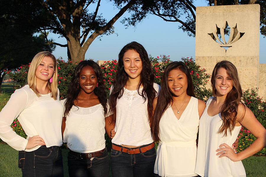 The female court members are Sage Butler, Kalyn Jackson, Jenny Xiao, Marsus Tan and Jacklyn Seigele (left to right).