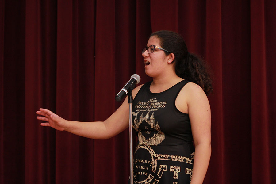 Freshman Emily Merchant recites Another Feeling by Ruth Stone for her winning performance.  