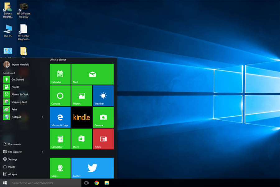 The+live+tiles+of+Windows+8+found+a+new+home+in+the+corner+Start+menu.