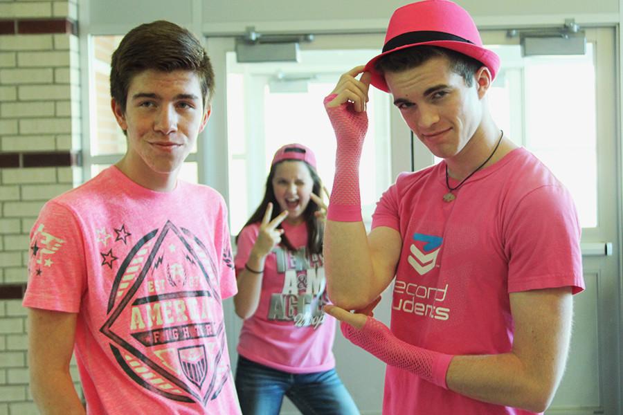 Juniors Cody Davis, Hannah Fallin, and Dylan Boyd showed their school spirit and were active participants  of Pink Out. 