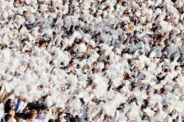 Cinco Fans white out the stands at Rhodes Stadium Saturday for the Seven Lakes game. The Cougars stayed perfect at 8-0 win a 24-12 win. Next up, Strake Jesuit next Saturday.