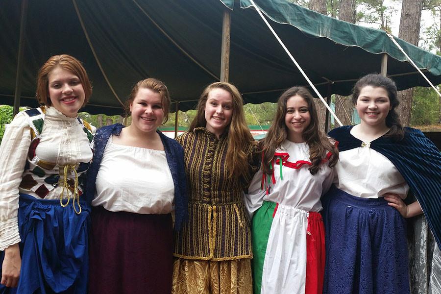 Bonnie Holt, Samantha Haar, Julia Nored, Carly Luczak and Claire Sullivan won 2nd place in the Group Scene competition at the Renaissance Festival on Tuesday, November 2