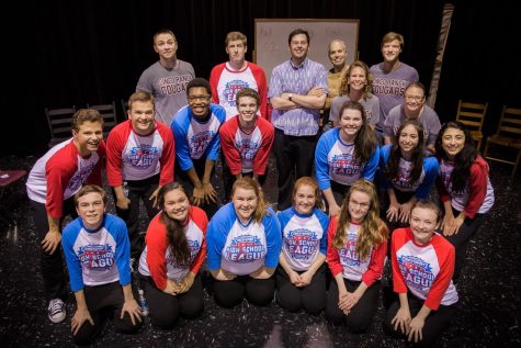 2015-2016's ComedySportz team, featuring the teacher squad and Coach Miguel Sanchez, the referee.