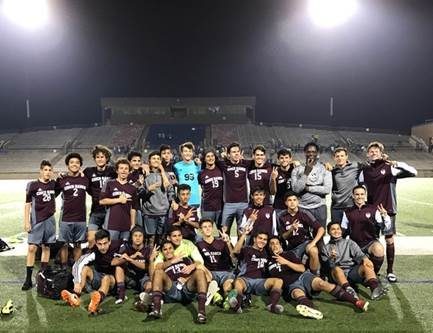 The Cinco Ranch Boys Varsity soccer team after their 2-1 victory over Clements High School