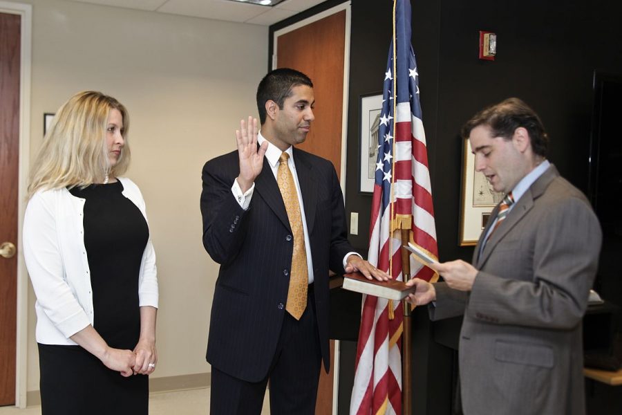 Ajit Pai is sworn in as a member of the Federal Communications Commission in 2012. Recently appointed Chairman of the Commission, Pai plans to remove the longstanding policy of Net Neutrality.