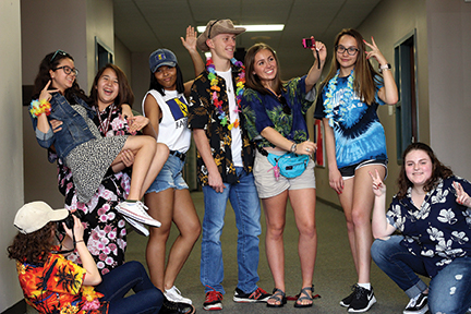Students enjoy their tourist wear.