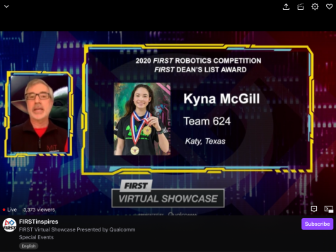 Junior Kyna McGill was one of 10 students across the globe who won the worldwide Dean's List Award; this is the first time a member of the CRyptonite Robotics team has won the worldwide award.