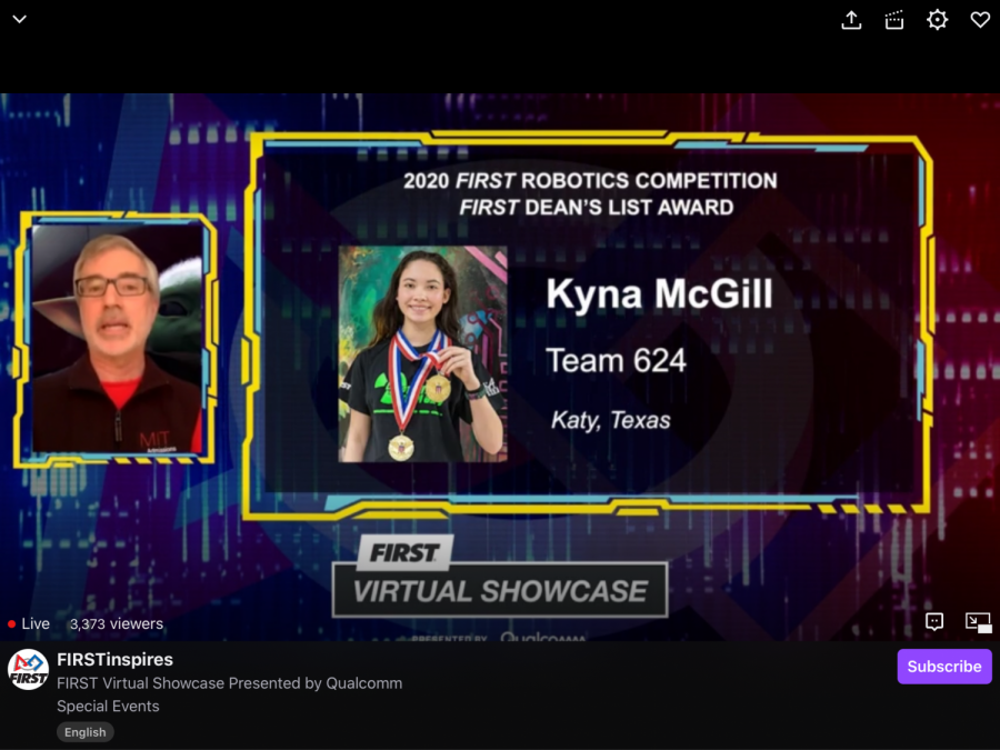 Junior Kyna McGill was one of 10 students across the globe who won the worldwide Deans List Award; this is the first time a member of the CRyptonite Robotics team has won the worldwide award.