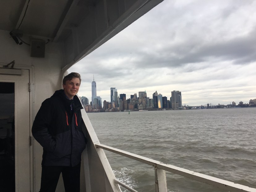 Senior Matt Mohn rides a ferry in New York City. Mohn will be attending Duke university and majoring in Public Policy. I thought they had a great program for Public Policy, Mohn said.  