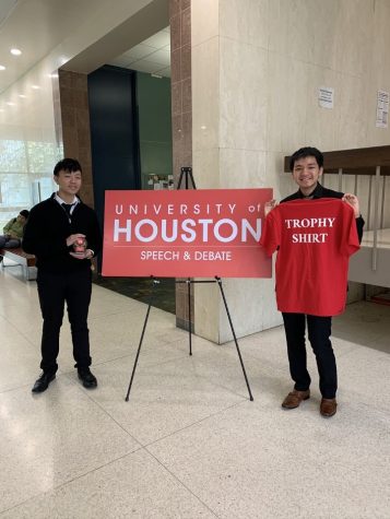 Public Forum Quarterfinalists Charles Chen and Ethan Wang at the University of Houston on January 11, 2020.