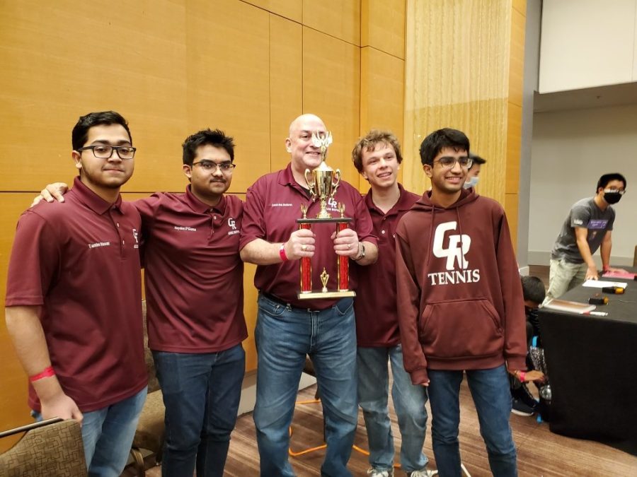 Robert DIethrich posing with the quiz bowl A team. 