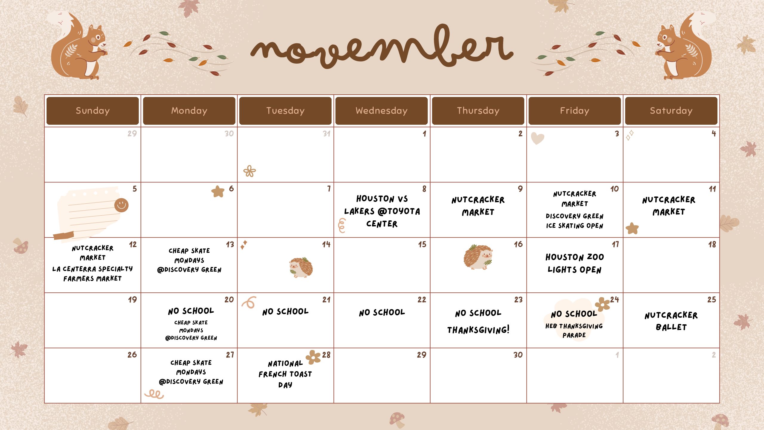 Things to do in November